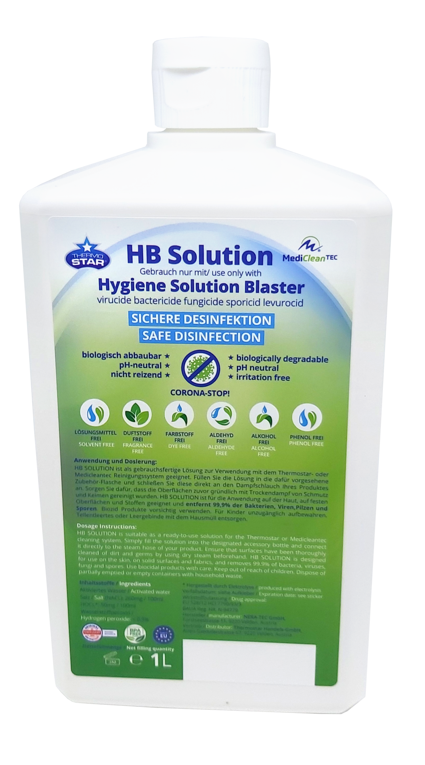 HB Solution ist eine natürliche Desinfektion vetrieben durch mct greenclean Schweiz GmbH